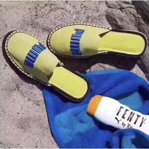 Puma X Fenty Women ESPADRILLE RIHANNA SLIPPERS SLIDES YEL/BLU/BL Women’s 6.5